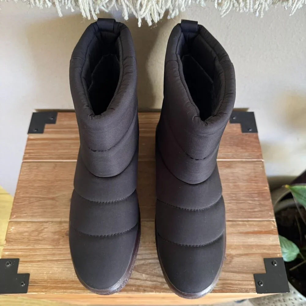 Madewell The Toasty Puffer Black Water Resistant Nylon Winter Boots Size 8